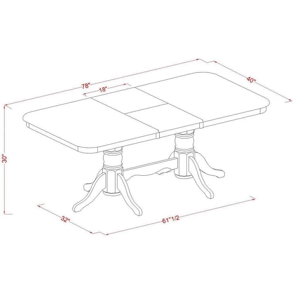 Ensemble de meubles de salle à manger 7 pièces composé d'une table de cuisine rectangulaire avec rallonge papillon et de 6 chaises rembourrées en tissu de lin