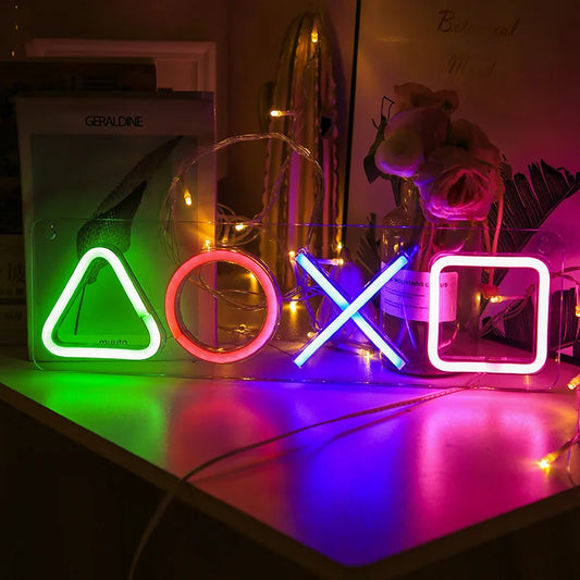 Enseigne au néon personnalisée icône de jeu lumière pour tenture murale atmosphère Playstation lampe LED éclairage coloré chambre bar club joueur décor