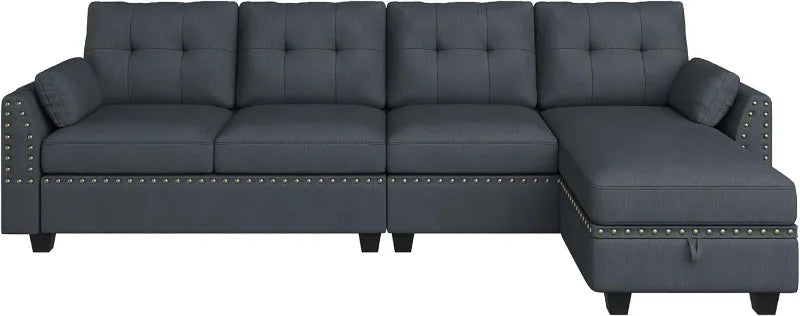 Reversible Sectional Sofa L-Shape Sofa Convertible Couch 4-Seater Sofas Sectional， Sofa Set Living Room Furniture