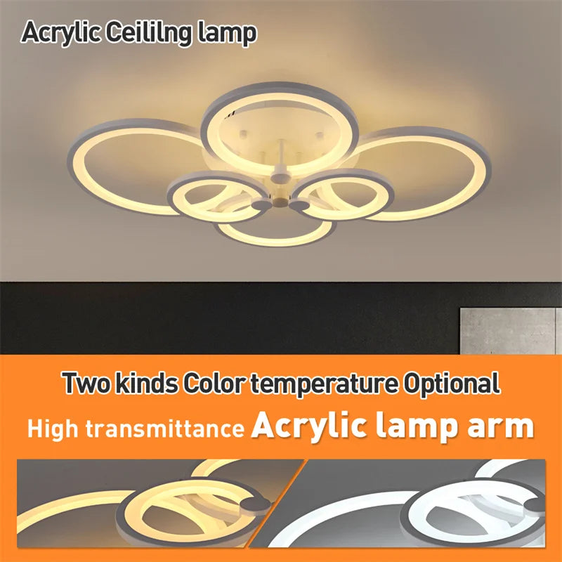 Modern Acrylic Led Chandelier Indoor Bedroom Living Room Dimming Plafond Kitchen Lighting Fixtures Pendant Light Lustres Decor