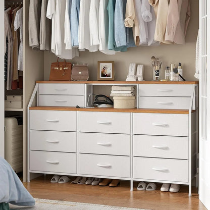 55”W White Dresser, Dresser for Bedroom, Dresser with 13 Large Drawer, Dressers & Chests of Drawers, White Dresser for Bedroom