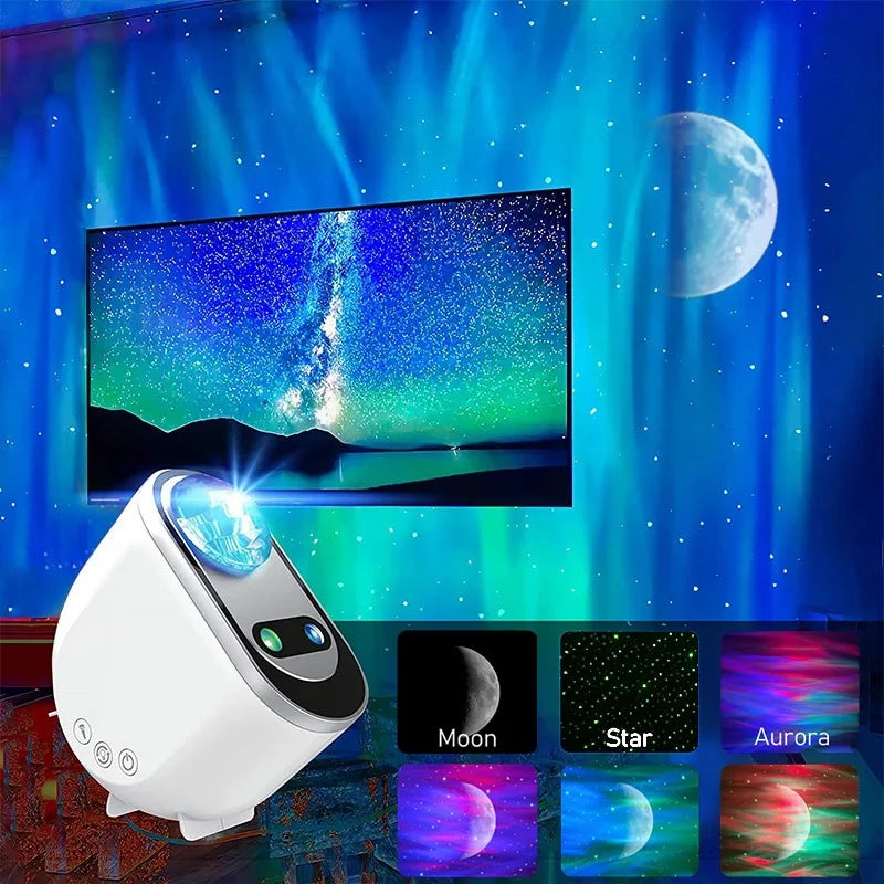 Proyectores de luz de estrellas Aurora Borealis LED Atmósfera de estrellas Galaxia Luz de noche Galaxia Hogar Dormitorio Cielo Luna Lámpara Decoración de habitación Regalo