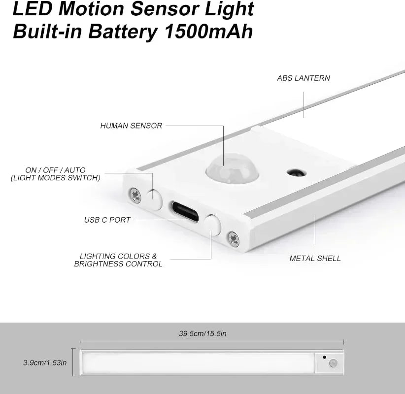 Luz nocturna LED inalámbrica Xiaomi con sensor de movimiento, recargable por USB, para armario de cocina, lámpara de escritorio, decoración de habitación