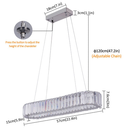 Lámpara colgante de cristal ovalada con LED, moderna, grande, de cristal, para sala de estar, dormitorio, lustres de techo