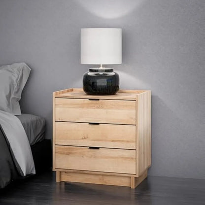 3 Drawer Nightstand, 26.5" W x 26.75" H x 16" D, Oak