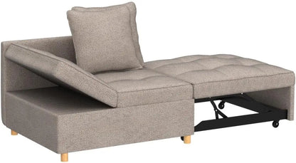 Sofa Bed Chair 4-in-1 Convertible Chair Bed,3-Seat Linen Fabric loveseat Sofa,Single Recliner with 5 Adjustable Backrest