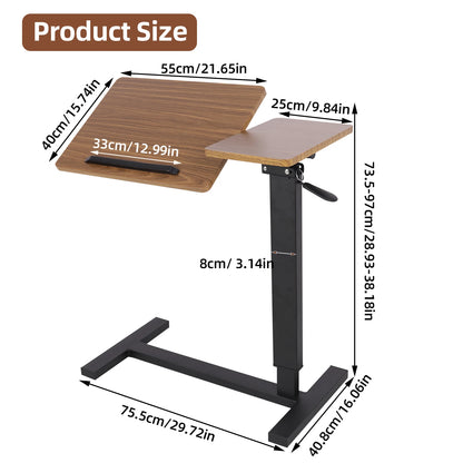 Adjustable Overbed Table with Wheels Split Top Tilting Bedside Bed Table with Tray Rolling Laptop Computer Standing