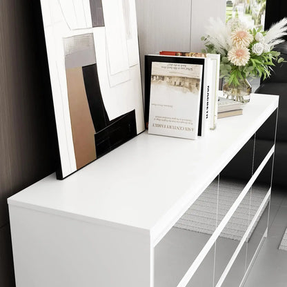 9 Drawers Double Dresser, Modern Wood Dresser Chest of Drawers with Large Storage Space for Bedroom,Living Room, White/Black