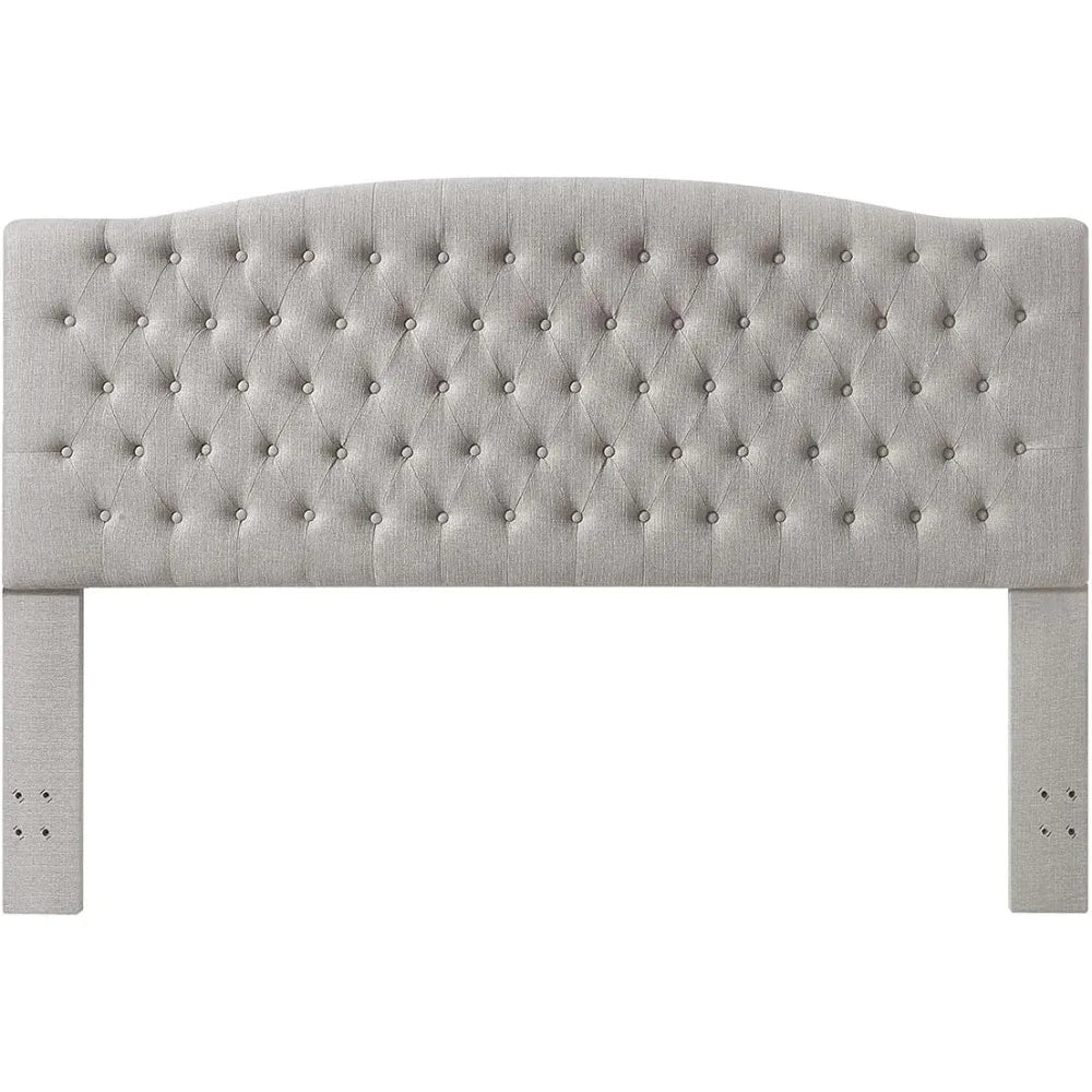 Linen Upholstered Tufted Button King Headboard and Comfortable Fashional Padded King/California King Size Headboard - Linen