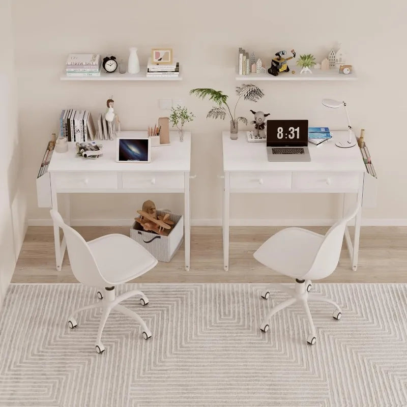 Small White Desk with Drawers - for Bedroom, 32 Inch Home Office Computer Desk, desk table , corner desk