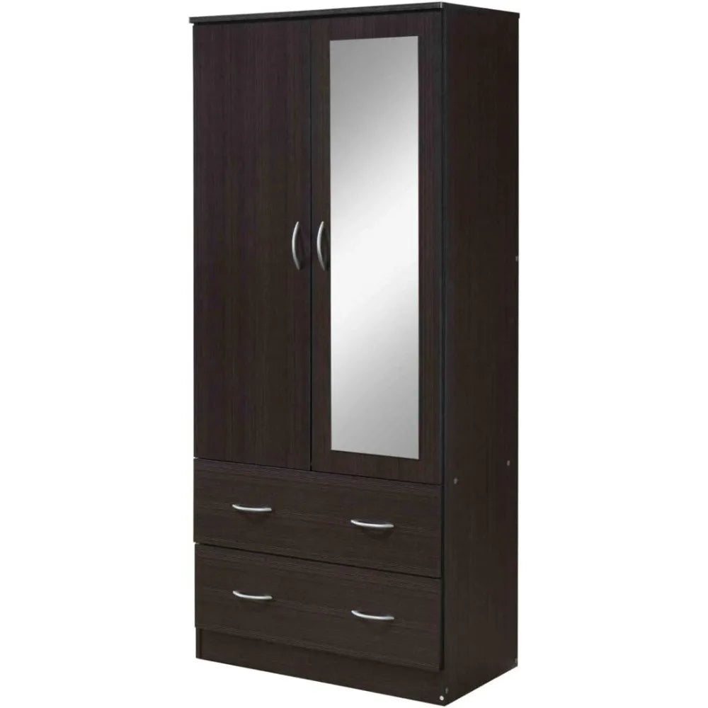 Chocolate Cabinet/ Closet 2 Door Wood Wardrobe Bedroom Closet With Clothing Rod Inside Cabinet Wardrobes Home Furniture Cabinets