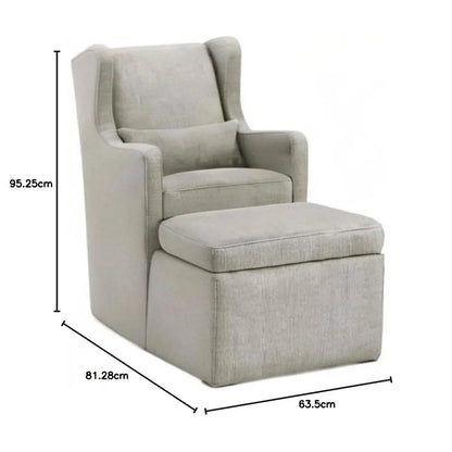 Carter's by DaVinci Adrian Swivel Glider with Storage Ottoman in Performance Cream Linen, Water Repellent and Stain Resistant,