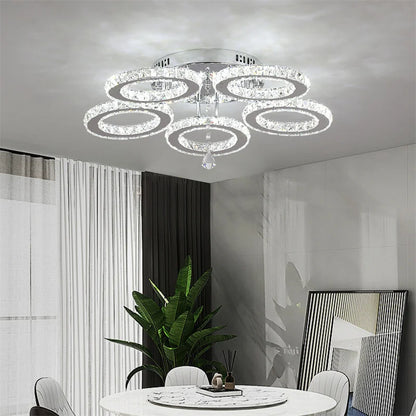 Modern Ceiling Lamp Flush Mount Stainless Steel Fixture Led Chandelier K9 Crystal Chrome Ceiling Fan Plafon Fan Lamps Luminaire