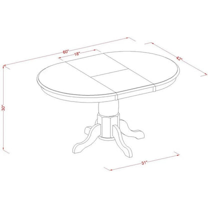 Ensemble de meubles de salle à manger 7 pièces composé d'une table de cuisine ovale avec rallonge papillon et de 6 chaises rembourrées en tissu de lin