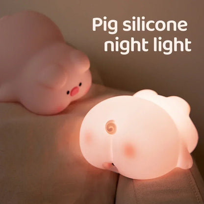 Veilleuse cochon rose mignonne LED lampe de nuit en silicone atmosphère intérieure Pat lampe décoration de chambre USB veilleuse pour enfants cadeau