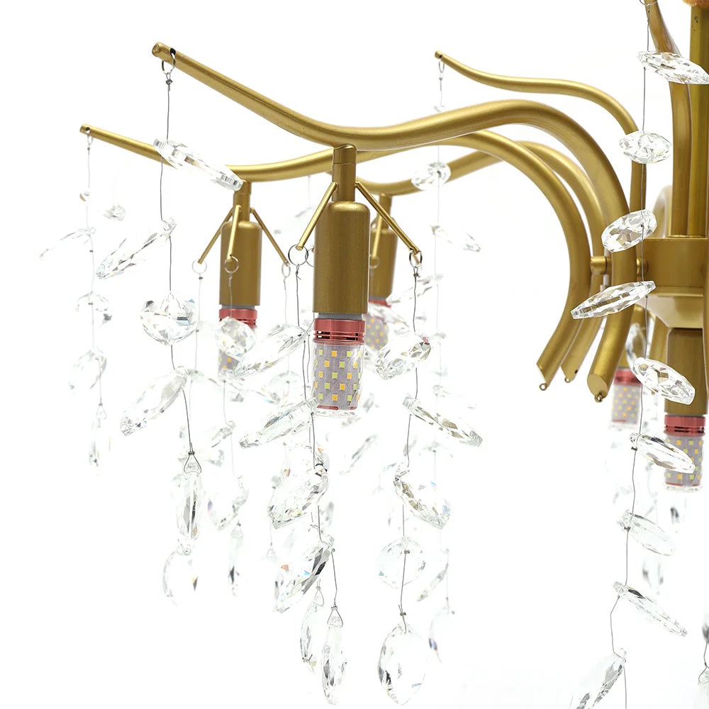 Modern Gold Metal Crystal Chandelier Luxury Living Room Pendant Lamp Art Light