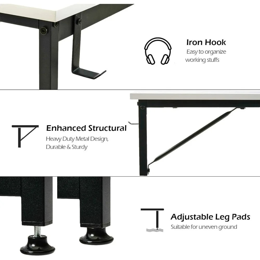 Petit bureau d'ordinateur blanc pour la maison, le bureau, les petits espaces, 31 pouces, moderne, pour étudiants, ordinateur portable, bureau d'écriture