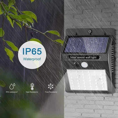 Lámpara solar LED con sensor de movimiento PIR, lámpara de pared solar para exteriores, impermeable, alimentada por energía solar, lámpara de calle con luz solar, decoración de jardín