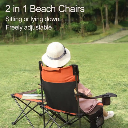 walker Folding Camp Chairs Beach Chairs for Adults 2 in 1 Portable Sun Chairs Lightweight Mesh Lounger Chair with Carry B