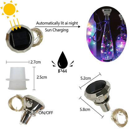 Updated Solar Wine Bottle Lights 2M 20 LED Copper Wire Fairy Garland String Lights for Xmas Wedding Party Decor 4/8/10 Pack