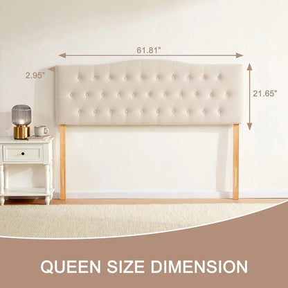 Tufted Upholstered Headboard, Sturdy and Durable Solid Wood Bed headboard, Fabric Headboard Adjustable Height from 37” to 51”