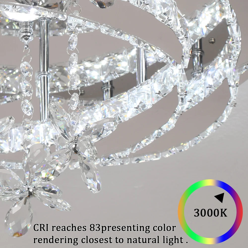 Luxury K9 Crystal Chandelier Modern Ceiling Lamp Led Living Dining Room Decor Pendant Light Dimmable Lustre Home Decor Fixture