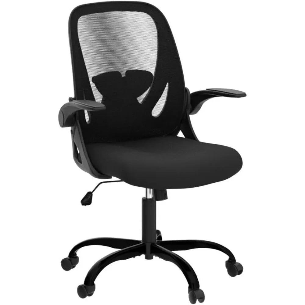 Ergonomic table and chair with reversible armrests, swivel breathable desktop mesh computer chair for meeting rooms (black)