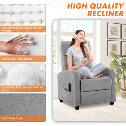 Fauteuil inclinable de massage JHK pour adultes, canapé inclinable confortable en tissu, siège de cinéma maison réglable avec rembourrage