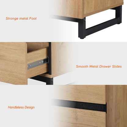 Dresser for Bedroom, Closet Organizers and Storage with 6 Drawers, Chest of Drawers with Metal Base, Modern Wood Dresser