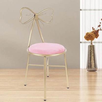 Sillón de princesa con respaldo de lazo rosa y forma de mariposa, sin brazos, para maquillaje y tocador