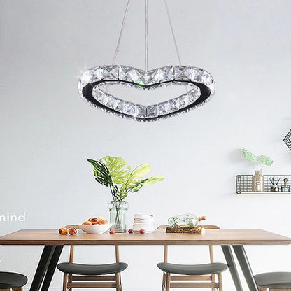 Modern Heart Crystal Chandelier Pendant Lighting Home Decor Led Ceiling Lamp Fixtures For Dining Room Lustres Hanging Lighting