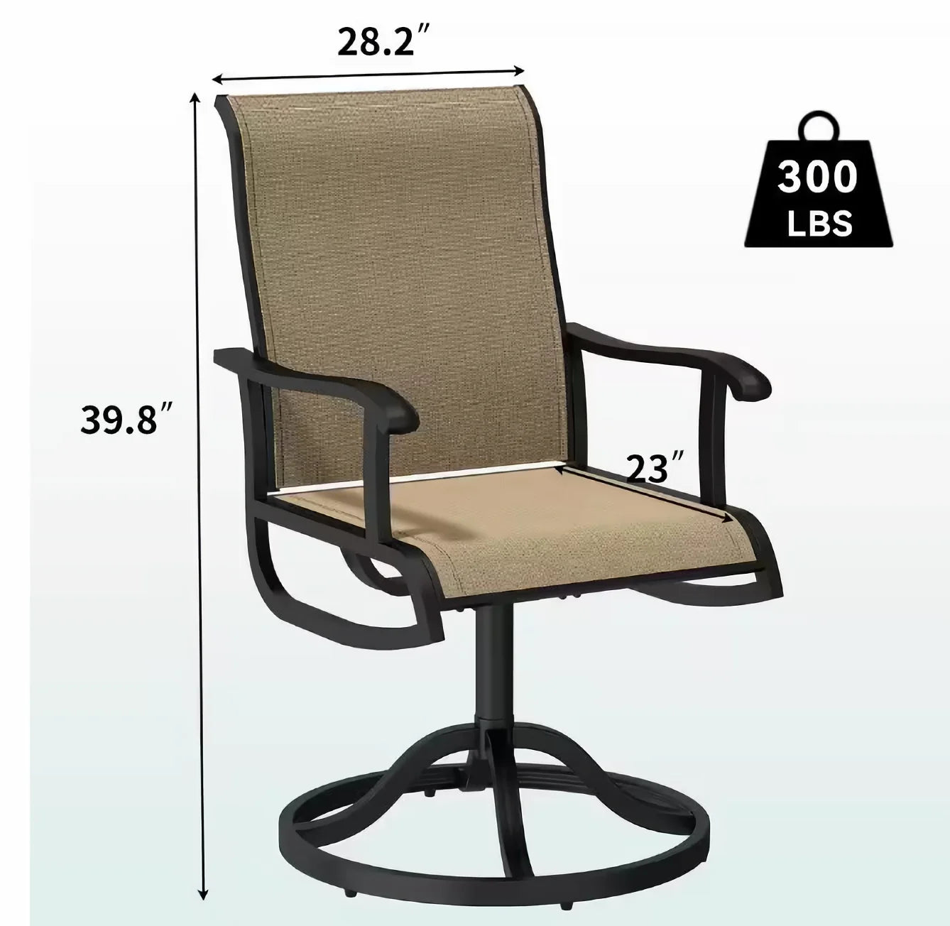 39.76 in. H Swivel Patio Chairs Outdoor Dining Chairs (Set of 2)