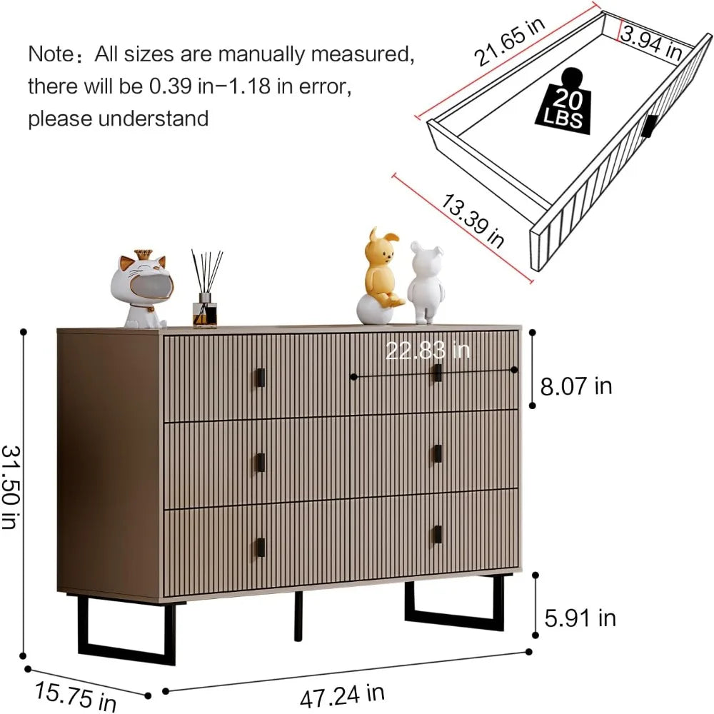 6 Drawer Dresser for Bedroom, Large Double Dresser with Wide Drawers, Modern Chest of Drawers,Storage Organizer Dresser