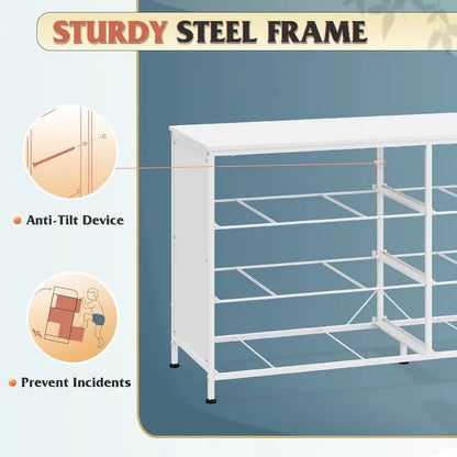 Wide Dresser with 6 Drawers, TV Stand for 50" TV, Entertainment Center with Metal Frame, Wooden Top, Fabric Storage Dresser for
