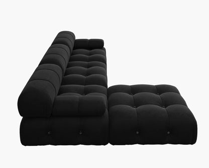 Minimalist Sectional Sofa for Living Room Black Velvet Fabric Modular Couches with Ottomans Comfortable Lounge Couch Sofas Sets