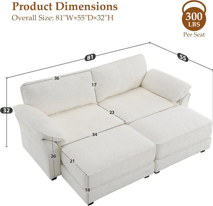 Sofá cama Love Seat para sala de estar, sofá cama convertible de 81" de profundidad en color blanco nube, sillón moderno de gran tamaño