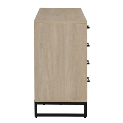 Commode industrielle à 4 tiroirs avec armoire à portes, coiffeuse de luxe en chêne beige, sans frais de transport, pour table de maquillage de chambre à coucher