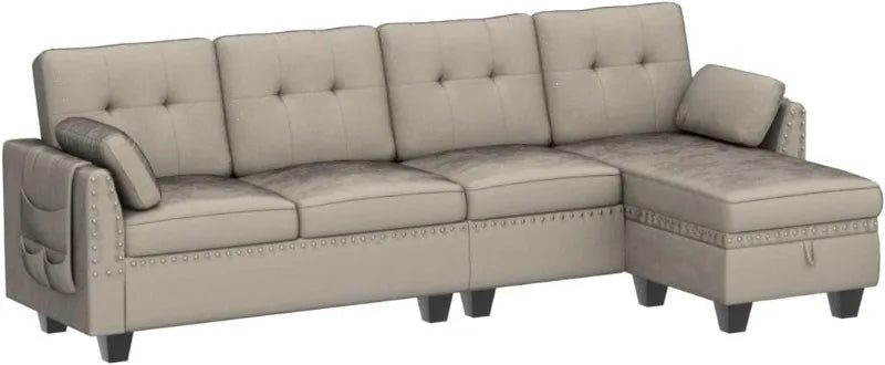 Reversible Sectional Sofa L-Shape Sofa Convertible Couch 4-Seater Sofas Sectional， Sofa Set Living Room Furniture