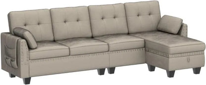 Reversible Sectional Sofa L-Shape Sofa Convertible Couch 4-Seater Sofas Sectional， Sofa Set Living Room Furniture