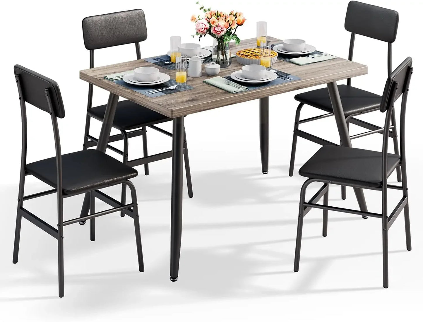 Mesa de comedor de cocina con 4 sillas para espacios pequeños Mesas y sillas de comedor Juego de comedor para apartamento Muebles para dormitorio