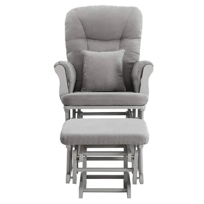 Angel Line Monterey Glider & Ottoman, Grey Finish - Grey Cushion