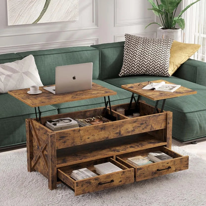 Gray Coffe Table Retro Center Table With Wooden Lift Tabletop for Living Room Tea and Coffee Tables Furniture End of Tables Side