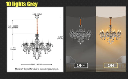 Yonntech 4/6/8/10/15 arms Lights Crystal Chandelier Pendant Ceiling Light Chandelier Lamp Living room light Vintage