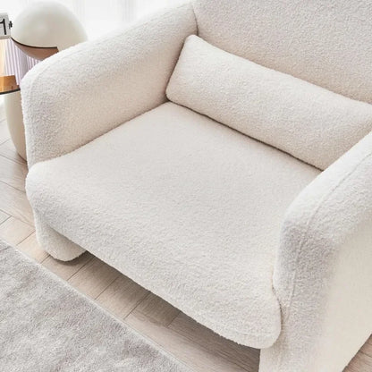 Fauteuil d'appoint simple moderne avec accoudoirs, fauteuil de lecture confortable rembourré en tissu d'agneau pour chambre à coucher, salon - Beige