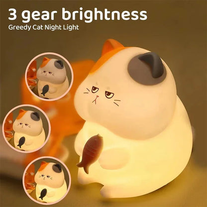 Veilleuse chat gourmand rechargeable par USB, lampe de nuit chaude et RVB pour chambre d'enfant, veilleuse sans fil Kawaii pour décoration de chambre d'enfant