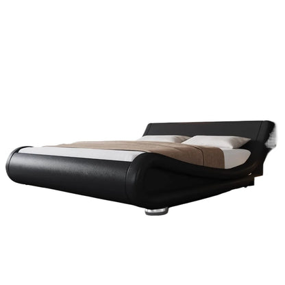 Marco de cama tamaño queen con cabecera ergonómica y ajustable, diseño tapizado moderno, fácil montaje, no requiere somier