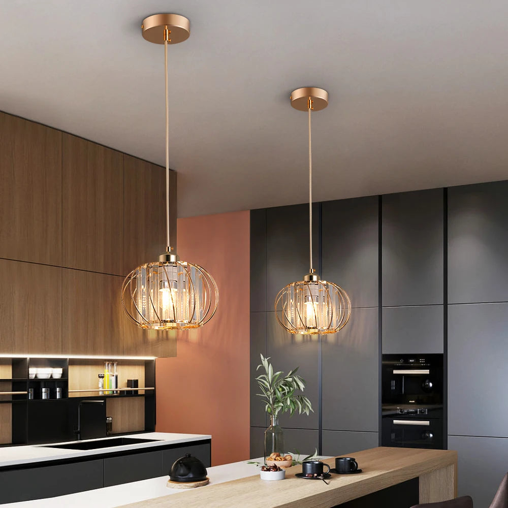 Kitchen Island Pendant Lighting Modern Ceiling Lamp Crystal Chandelier Balcony Corridor Simple Lantern Hanging Fixture For Home