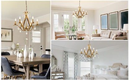 Modern Farmhouse Chandelier for Dining Room Living Room K9 Crystal Pendant Lighting Candle Chandeliers Home Decor Light Fixtures