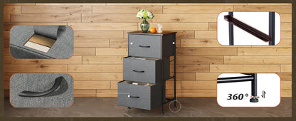 Dresser with 3 Drawers, Fabric Nightstand, Organizer Unit, Storage Dresser for Bedroom, Hallway, Entryway, Closets, Sturdy