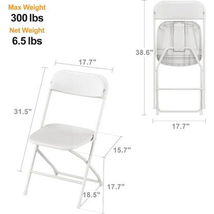 Allpop - Paquete de 10 sillas plegables de plástico, capacidad de 300 lb, silla comercial portátil con estructura de acero para el hogar, la oficina, la fiesta de bodas